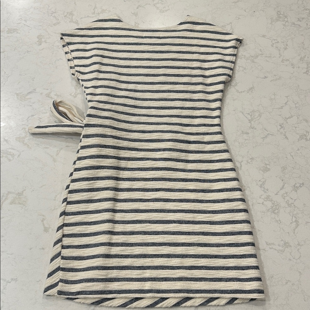 Anthropologie Saturday Sunday Striped Yael Side Tie Dress Shift Terrycloth - Picture 6 of 14